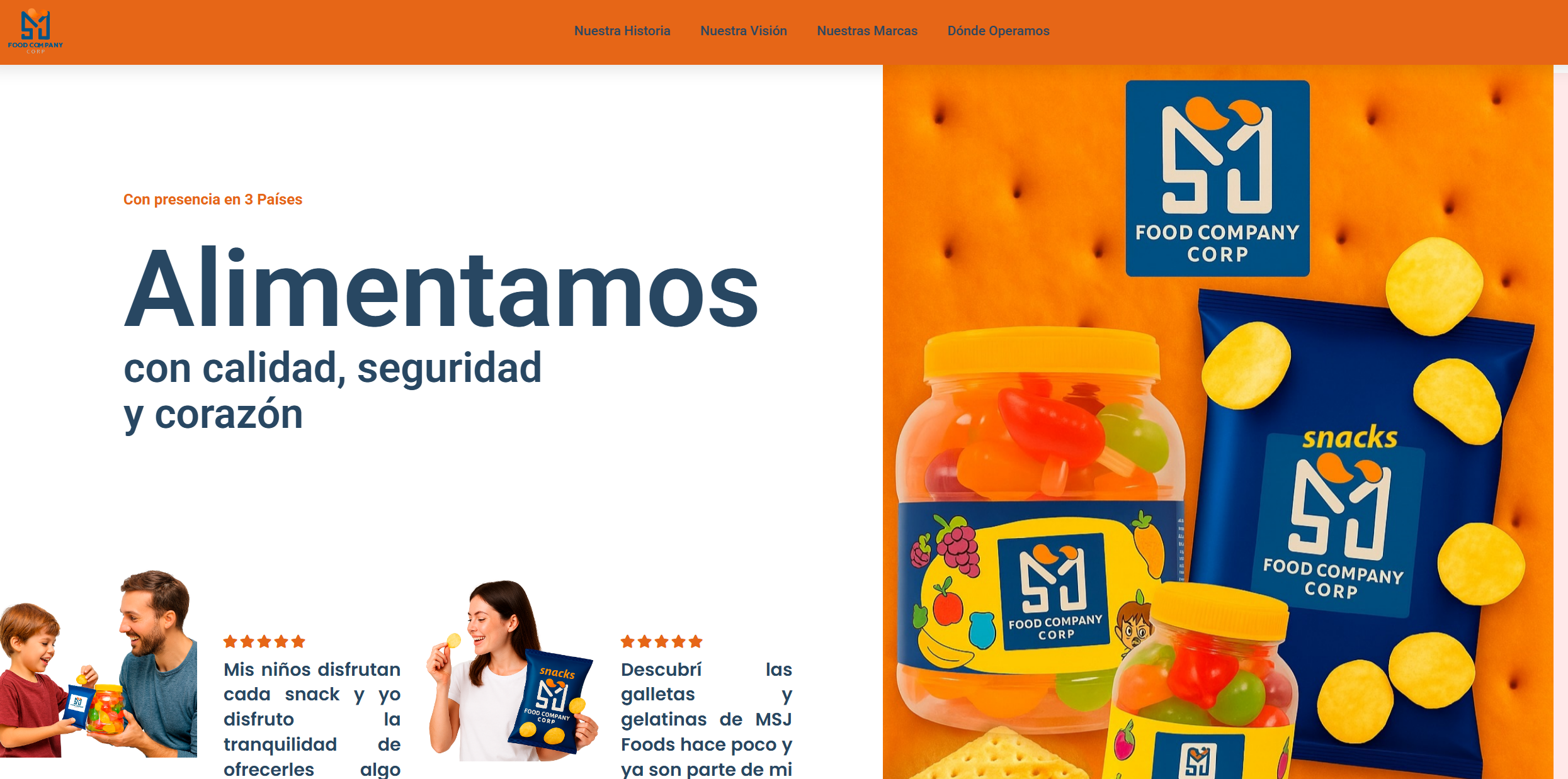 Diseño web Mjsfoodcompany Colombia